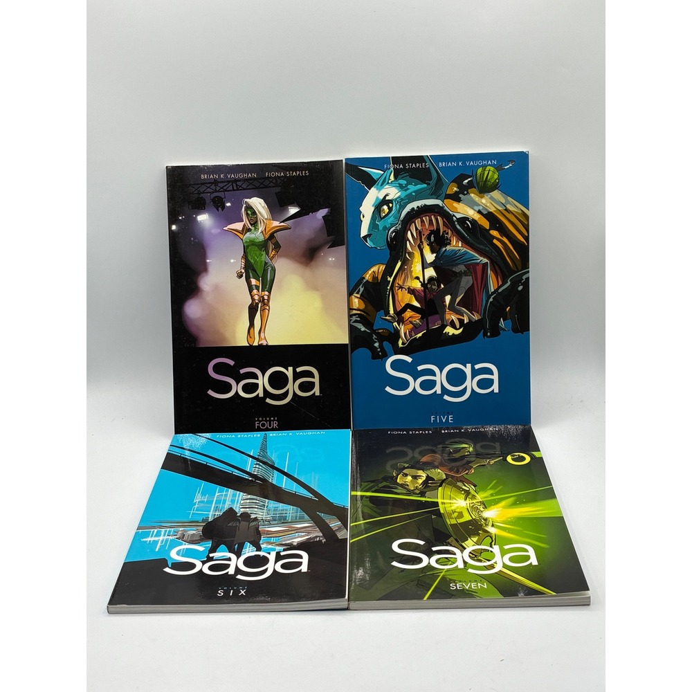 Saga Vol 4 5 6 7 Trade Paperback Lot Brian K Vaughan Fiona Staples Image Comics
